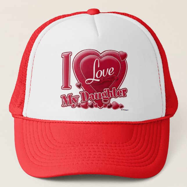 I Love My Daughter red - heart Trucker Hat (Front)
