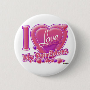 I Love My Daughters pink/purple - heart Pinback Button