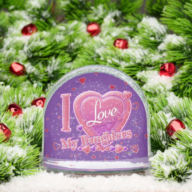 I Love My Daughters pink/purple - hearts Snow Globe (Christmas)