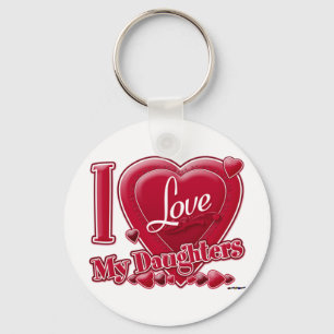 I Love My Daughters red - heart Keychain