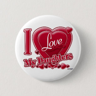 I Love My Daughters red - heart Pinback Button