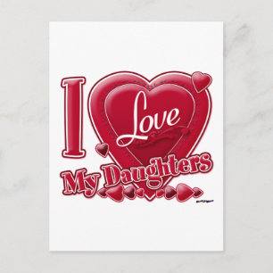 I Love My Daughters red - heart Postcard