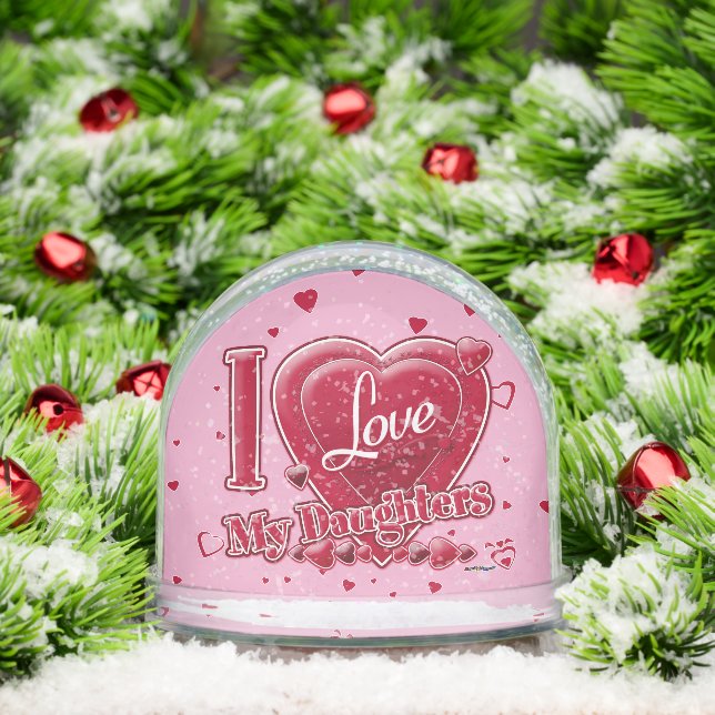 I Love My Daughters red - hearts Snow Globe (Christmas)