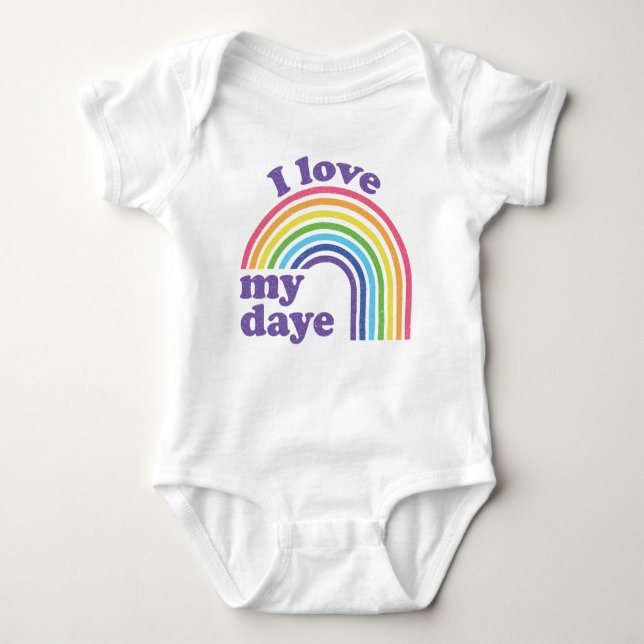I Love My Daye - Cute Rainbow  Baby Bodysuit (Front)