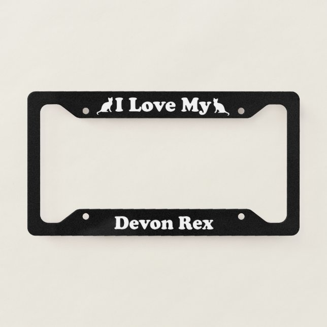 I Love My Devon Rex Cat License Plate Frame (Front)