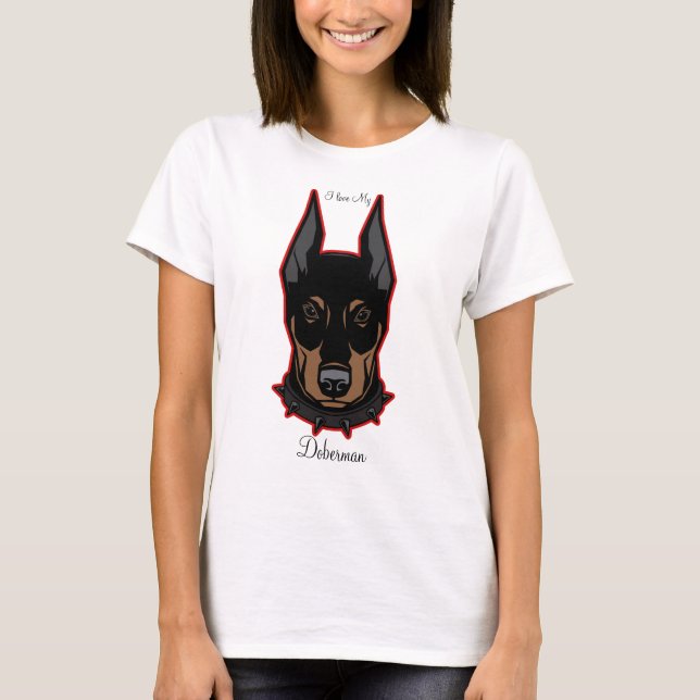 I Love My Doberman Baseball Tee (Front)