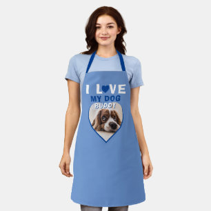I love my Dog Blue Heart Photo Pet Name Apron