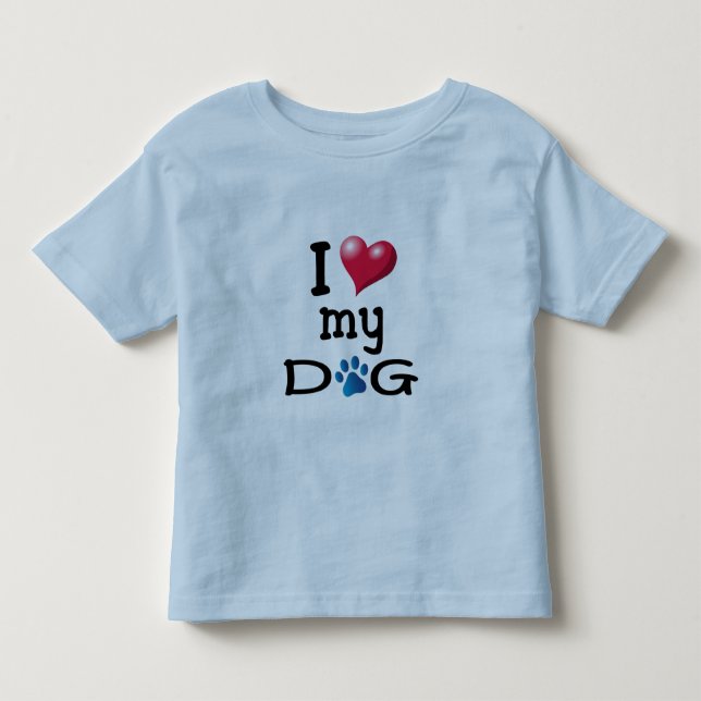 I Love My Dog Blue Paw Toddler T-shirt (Front)