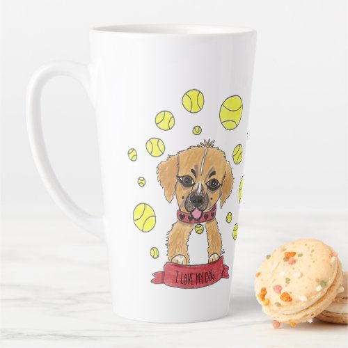 I love my dog  Cartoon Golden Shepherd Latte Mug