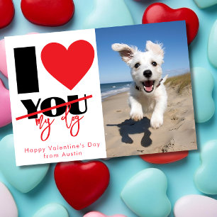 I love my dog, cat, any pet funny Valentine's day Holiday Card