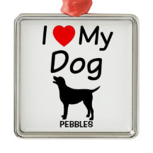 I Love My Dog Christmas Ornament
