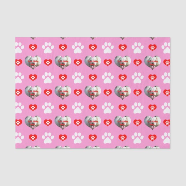 I Love My Dog Custom Photo Pattern Pink Tissue Paper (Front)