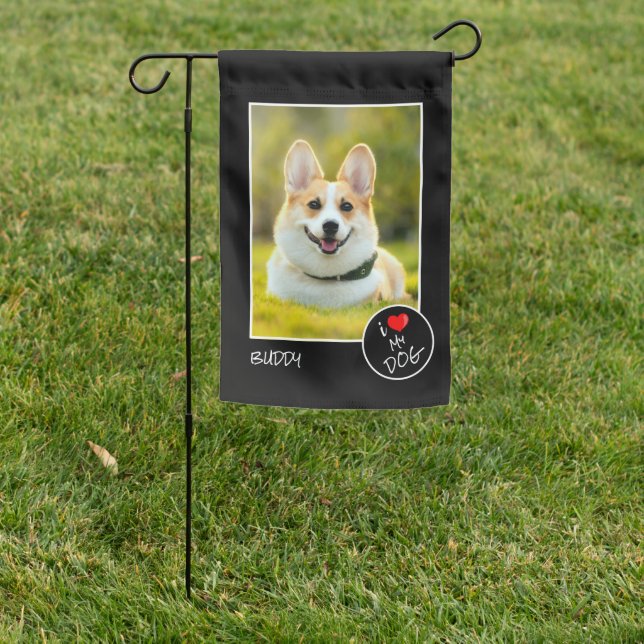 I Love My Dog, Custom Photo – Pet Lovers Garden Flag (In SItu)