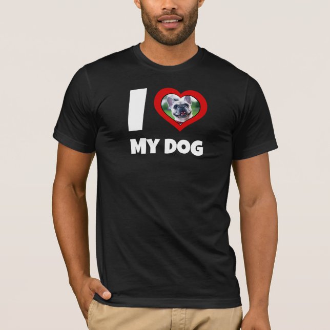 'I Love My Dog' Custom Photo Valentine's Day T-Shirt (Front)