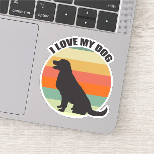 I Love My Dog Cute Golden Retriever Sunset Sticker