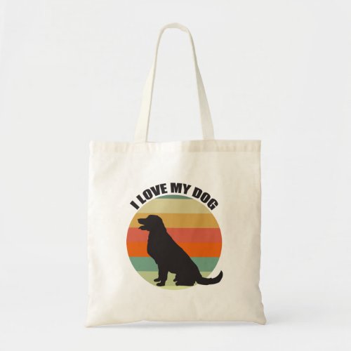 I Love My Dog Cute Golden Retriever Sunset Tote Bag