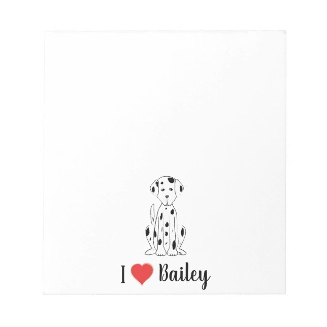 I Love My Dog Cute Personalized Whimsical  Notepad (Front)
