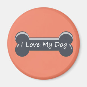 I Love My Dog   Dog Bone Magnet