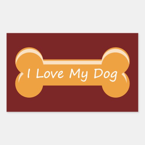 I Love My Dog  Dog Bone Rectangular Sticker