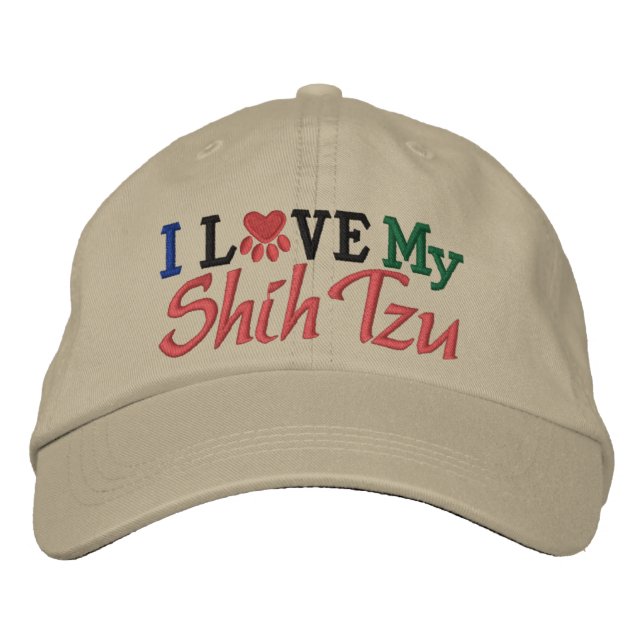 I Love My Dog Embroidered Baseball Cap (Front)