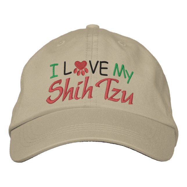 I Love My Dog Embroidered Baseball Hat (Front)