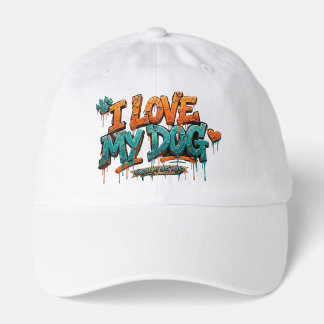 I Love My Dog Graffiti Street Art Cap