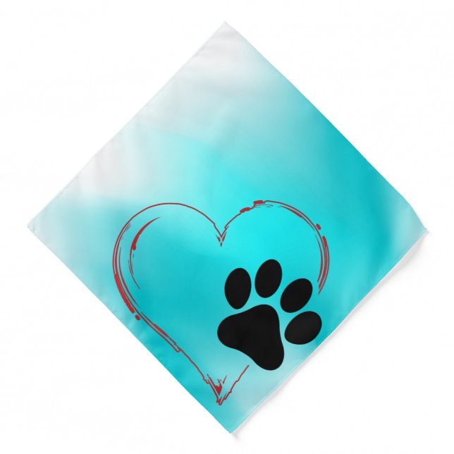 I Love my Dog Heart Paw Pet Dog Bandana (Front)