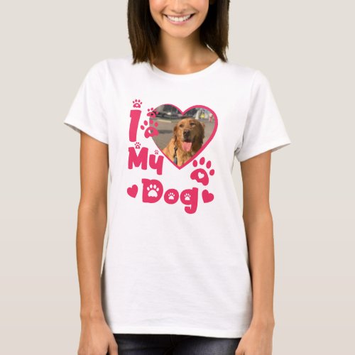 I Love My Dog Heart Personalized Photo T_Shirt