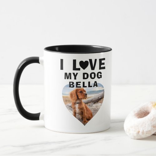 I love my Dog Heart Photo Dog Name Mug