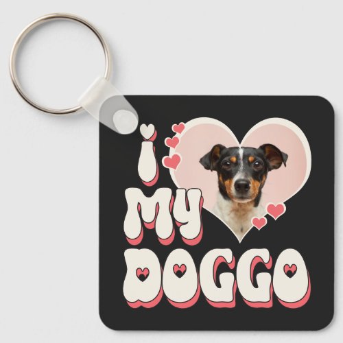 I Love My Dog Heart Photo  Keychain