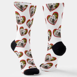 I love my dog heart shape photo white socks