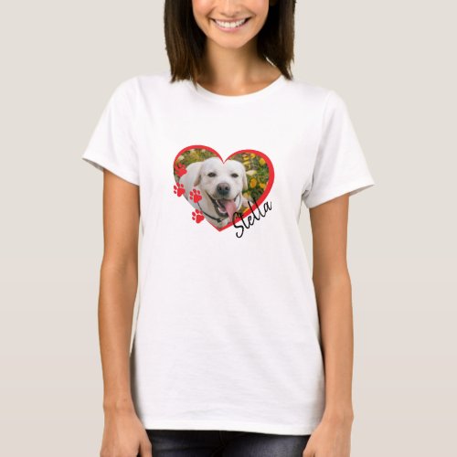 I love my dog heart shape photo white T_Shirt