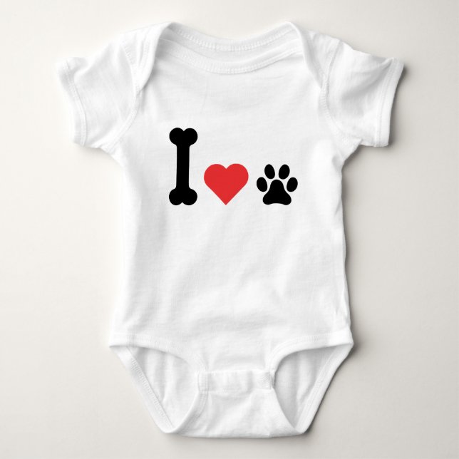 I Love My Dog Lover Baby Bodysuit Pet Parent Gift (Front)