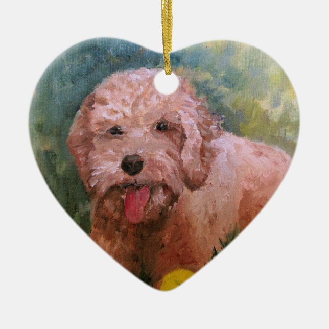 I love my dog Oranament Goldendoodle /Labradoodle. Ceramic Ornament (Front)