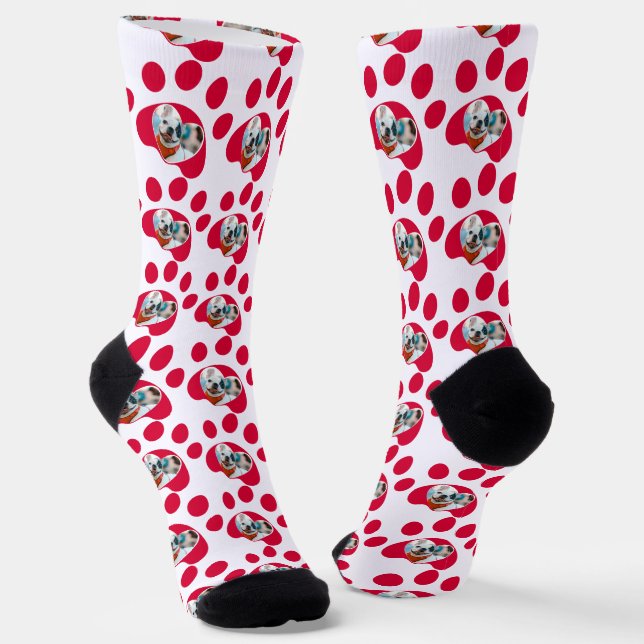 I Love My Dog Paw Personalized Photo Socks (Angled)