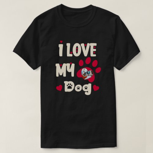 I Love My Dog Paw Personalized Photo T_Shirt