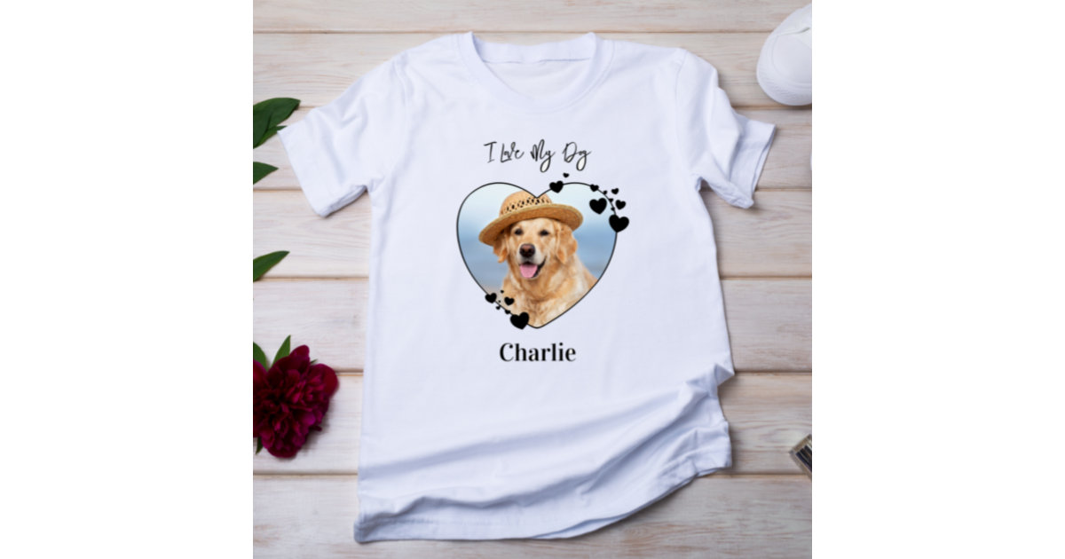 I Love My Dog Personalized Heart Pet Photo TShirt Zazzle