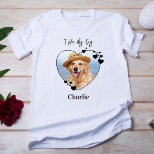 I Love My Dog Personalized Heart Pet Photo T_Shirt