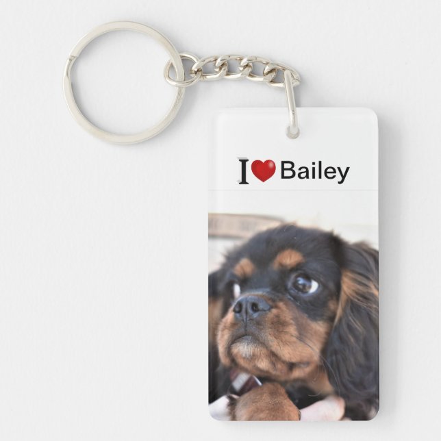 I Love My Dog personalized photo  Keychain (Front)