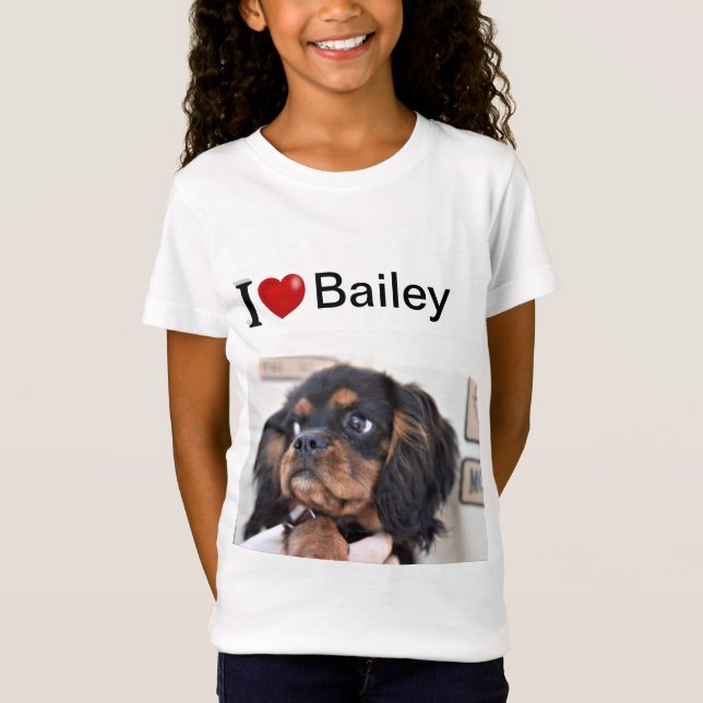 I Love My Dog personalized photo  T-Shirt (Front)