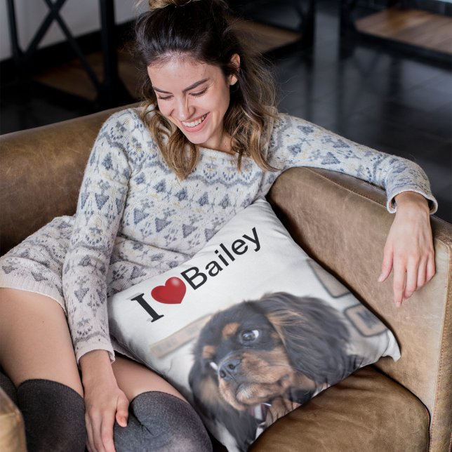 I Love My Dog personalized photo Throw Pillow (Creator Uploaded)