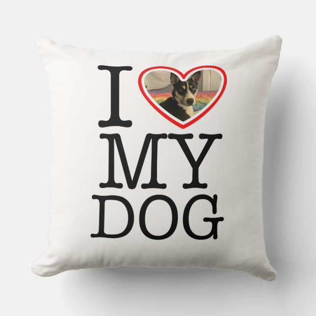 I Love My Dog Personalized Pillow (Front)