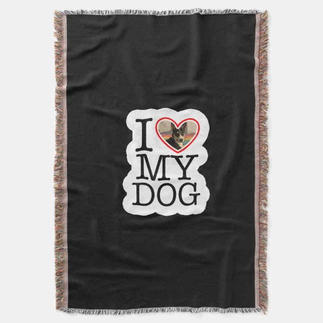 I Love My Dog Personalized Throw Blanket (Front Vertical)