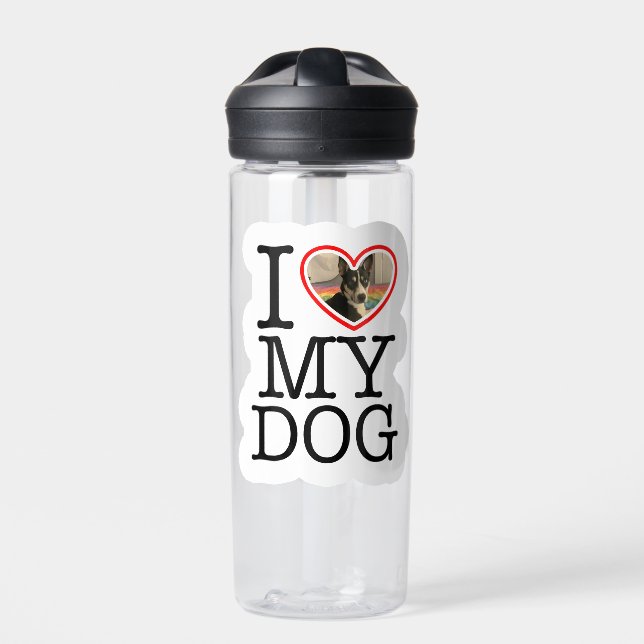 I Love My Dog Personalized Water Bottle (Front)