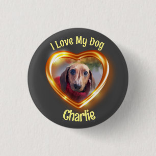 I Love My Dog Pet Glowing Heart Button