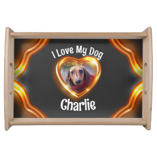 I Love My Dog Pet Glowing Heart Serving Tray