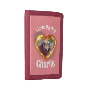 I Love My Dog Pet Glowing Heart Trifold Wallet