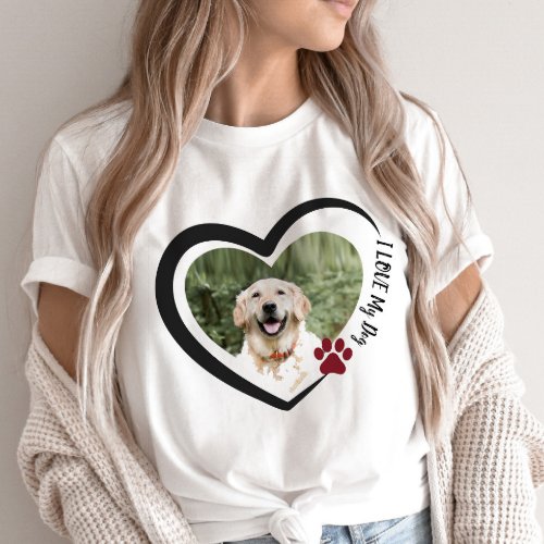 I Love My Dog Pet Parent Heart Photo  T_Shirt