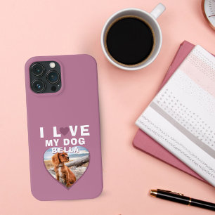 I love my Dog Pink Heart Pet Name Photo iPhone 13 Pro Max Case