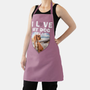 I love my Dog Pink Heart Photo Pet Name Apron